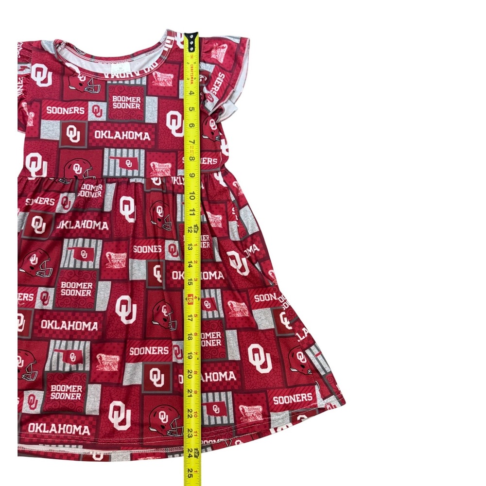Oklahoma Sooners Girls Dress Crimson Boomer Sooner Flutter Sleeve XL 5-6T NCAA - Picture 4 of 6